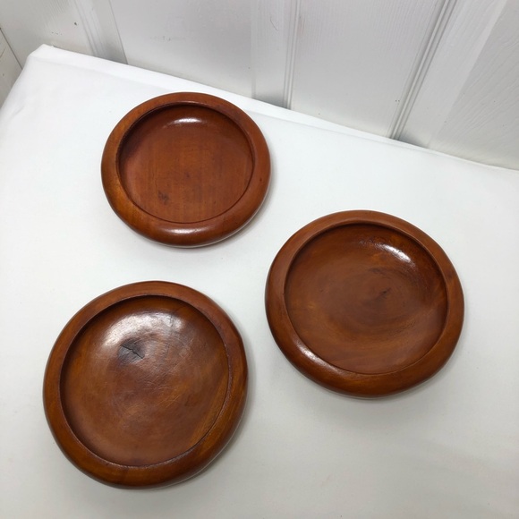 Unbranded Vintage Set Of 3 Hand Turned Crafted Wood Salad / Snack Bowls - Picture 7 of 12